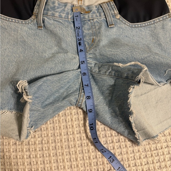 Madewell Maternity Light Blue Denim Jean Shorts with Navy Accents size 27 - Picture 9 of 13